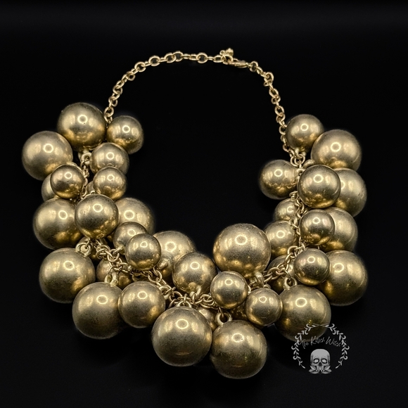 Jewelry - Modern Gold Toned Metal Bubble Bauble Beaded Necklace